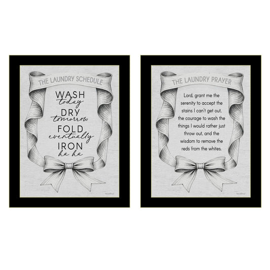 "Laundry & Prayers" 2-Piece Vignette by Lettered & Lined Ready to Hang Framed Print, Black Frame