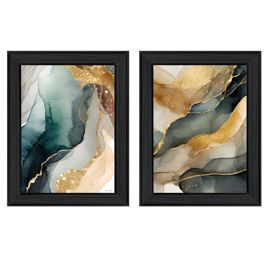 "Shades of Imagination I & II" 2-Piece Vignette by Seven Trees Design Ready to Hang Framed Print, Black Frame