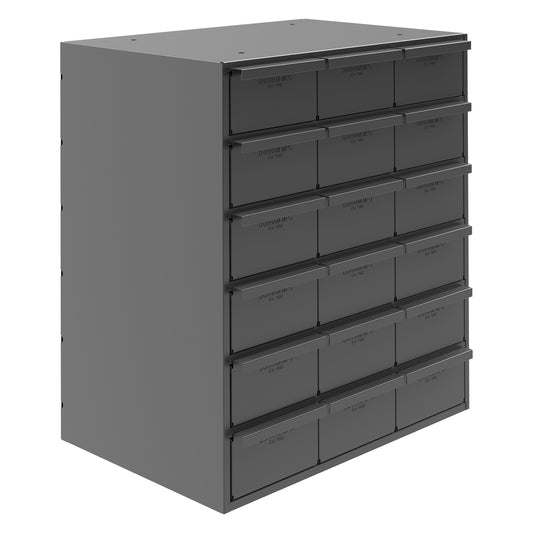 Durham Mfg 18-Drawer Vertical Steel Storage Cabinet, 11-5/8" Deep, Gray