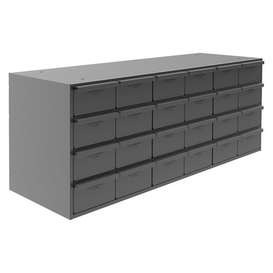 Durham Mfg 24-Drawer Steel Storage Cabinet, 11-5/8" Deep, Gray
