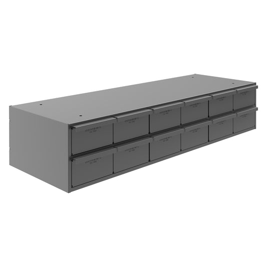 Durham Mfg 12-Drawer Steel Storage Cabinet, 11-5/8" Deep, Gray
