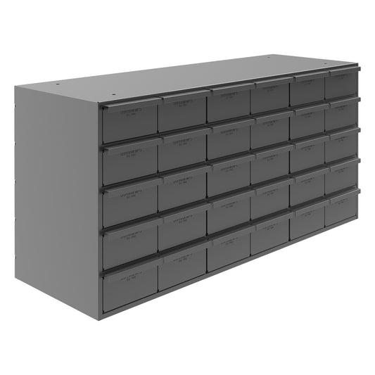 Durham Mfg 30-Drawer Steel Storage Cabinet, 11-5/8" Deep, Gray