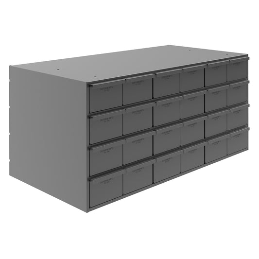 Durham Mfg 24-Drawer Steel Storage Cabinet, 17-1/4" Deep, Gray