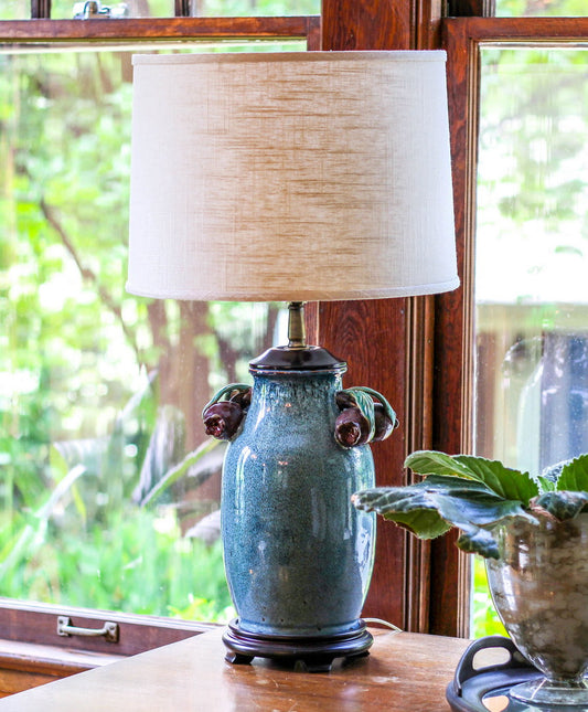 Slant Retro Drum Hardback Lampshade with Washer Fitter, Stonewash, 16" x 16" x 11"