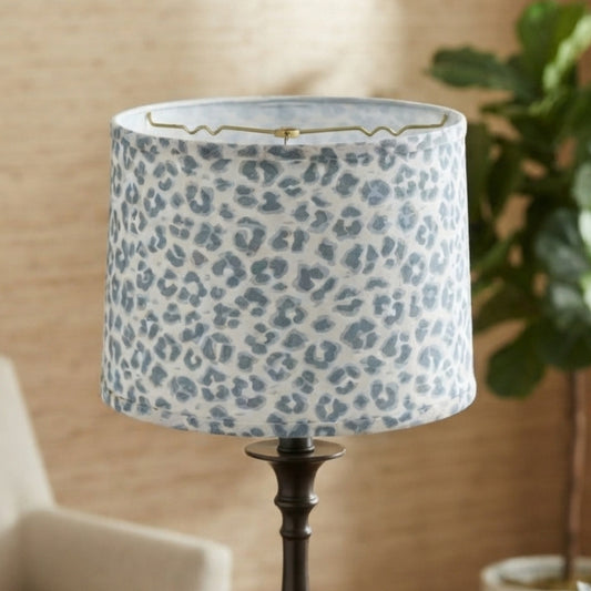 Cloth & Wire Drum Hardback Lampshade with Washer Fitter, Blue