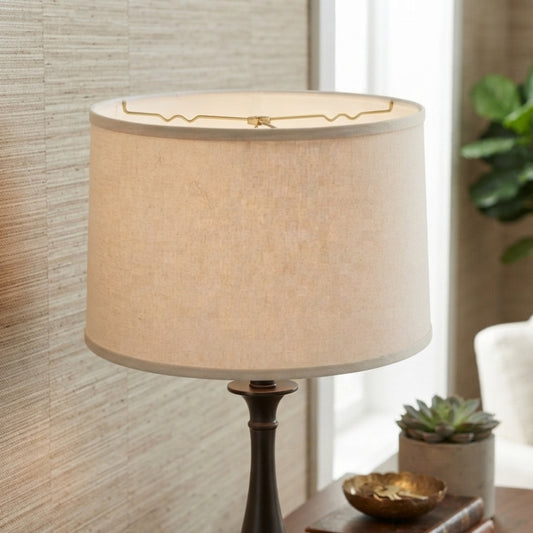 Cloth & Wire Drum Hardback Lampshade with Washer Fitter, Vanilla
