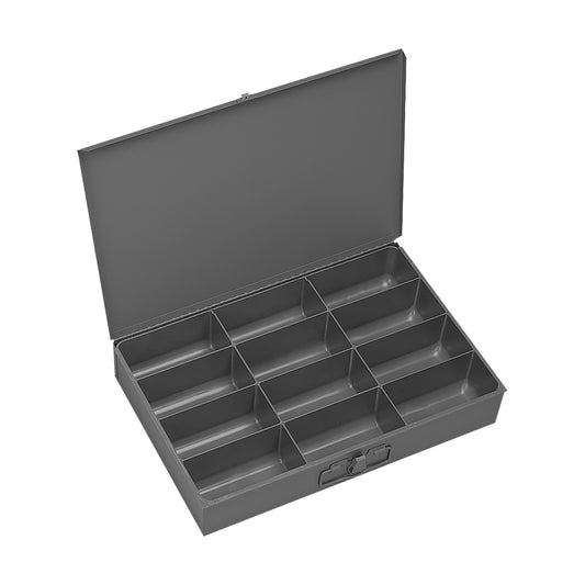Durham Mfg Small Steel Compartment Box, 12 Compartments, Gray