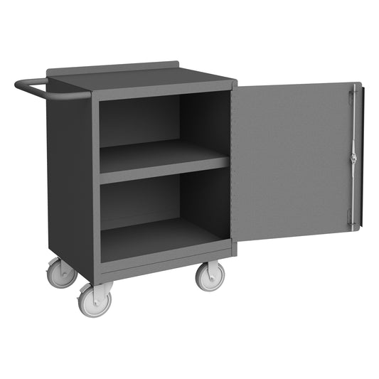 Durham Mfg Mobile Bench Cabinet, 1 Shelf & 1 Door, Lockable, Gray