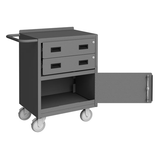 Durham Mfg Mobile Bench Cabinet, 2 Drawers & Storage Compartment, Gray