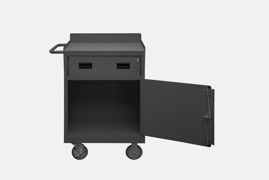 Durham Mfg Mobile Bench Cabinet, 1 Drawer & Storage Compartment, Gray