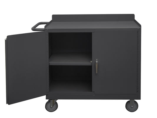 Durham Mfg Mobile Bench Cabinet, 1 Shelf & 2 Doors, Gray