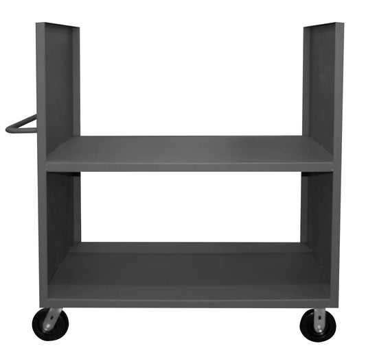 Durham Mfg 2-Sided Stock Truck, 2 Shelves, Gray