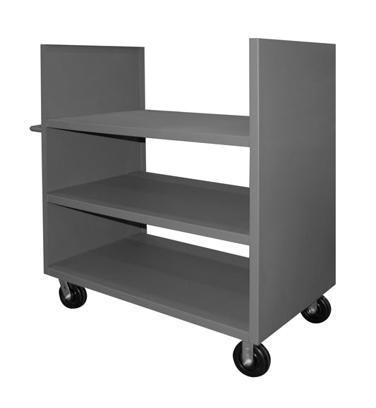 Durham Mfg 2-Sided Stock Truck, 3 Shelves, Gray