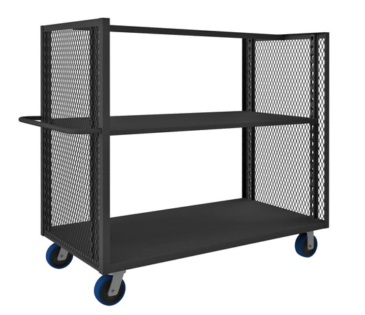Durham Mfg 2-Sided Mesh Truck, 2 Shelves with Top, Gray