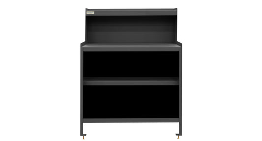Durham Mfg Workstation with Riser, 2 Shelves, Gray