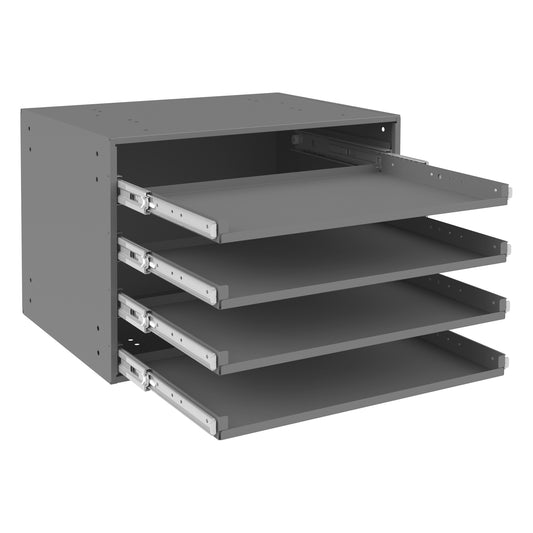 Durham Mfg Bearing Slide Rack for 4 Compartment Boxes, Gray