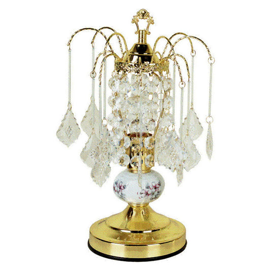 15" Tall Steel Table Lamp with Gold finish, Ceramic Decor