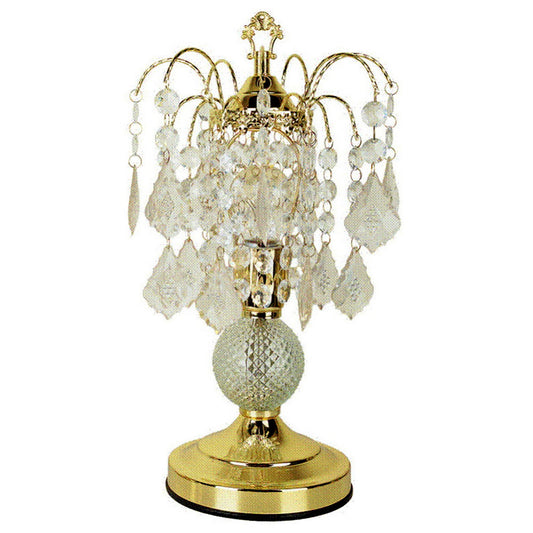 15" Tall Steel Table Lamp with Gold finish, Glass Decor