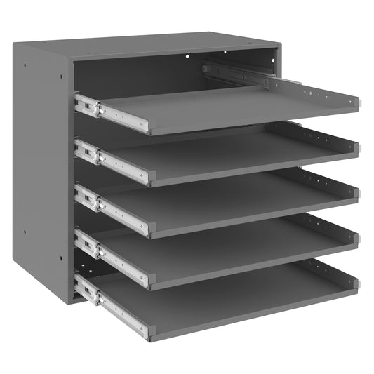 Durham Mfg Heavy-Duty Slide Rack for 5 Compartment Boxes, Gray