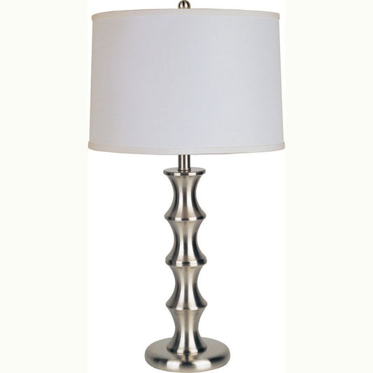 29.5" Tall Steel Table Lamp with Satin Nickel finish, Linen Shade
