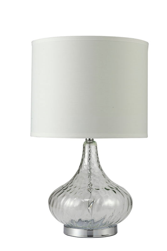24.5" Tall Glass Table Lamp" Leann", Clear Glass and Chrome Silver