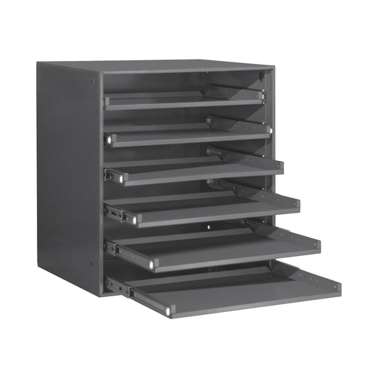 Durham Mfg Heavy-Duty Slide Rack with 6 Compartments, Gray