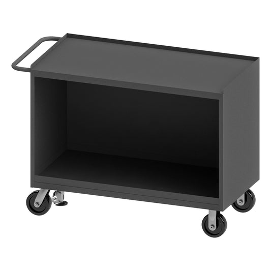 Durham Mfg Mobile Bench Cabinet, Open Base, Steel Top, Gray