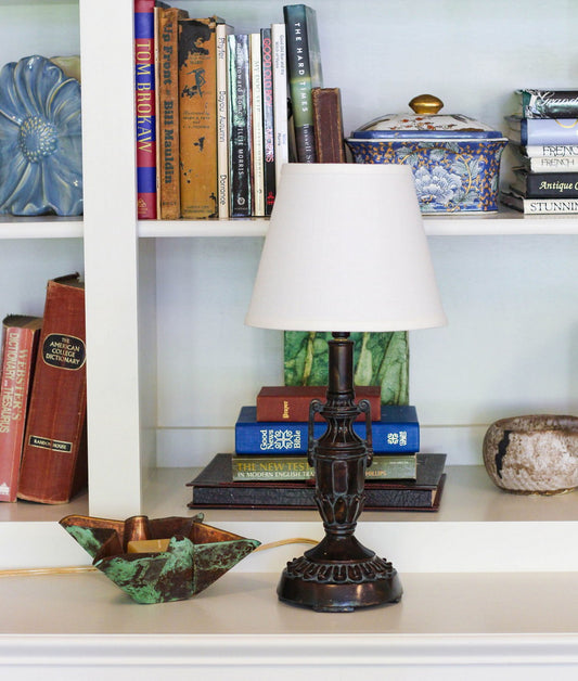 Slant Empire Hardback Lampshade with Bulb Clip, White