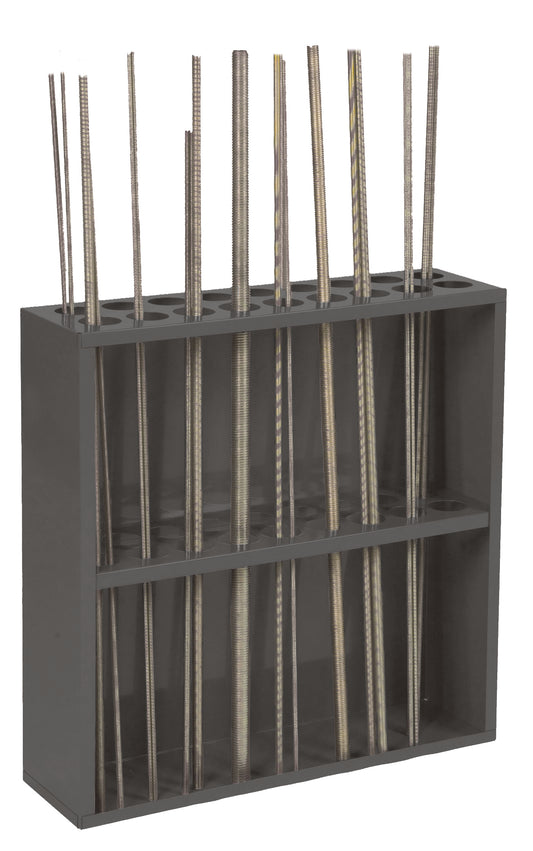 Durham Mfg Threaded Rod Storage Rack, 18 Holes, Gray