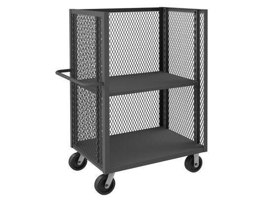 Durham Mfg 3-Sided Mesh Truck, Adjustable Shelf, Gray
