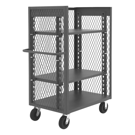 Durham Mfg 3-Sided Mesh Truck, 3 Shelves, Gray