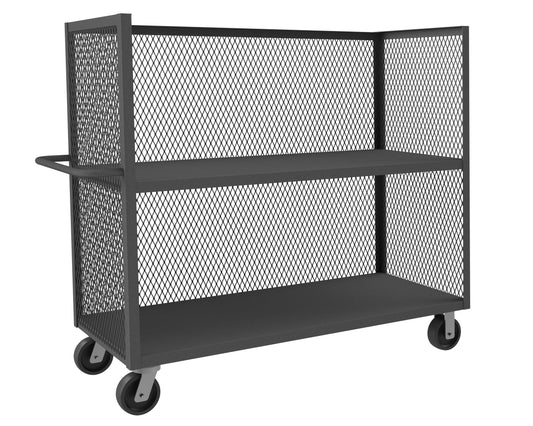 Durham Mfg 3-Sided Mesh Truck, 2 Shelves, Gray