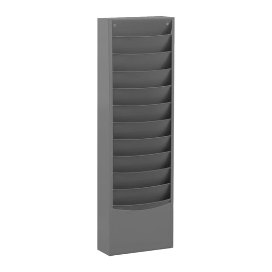 Durham Mfg Literature Rack, 11 Pockets, Gray