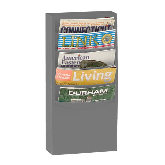 Durham Mfg Literature Rack, 5 Pockets, Gray