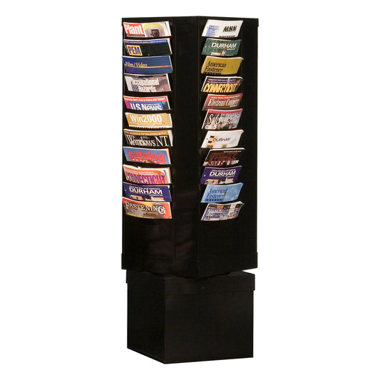 Durham Mfg Rotary Literature Rack, 44 Pockets, Black