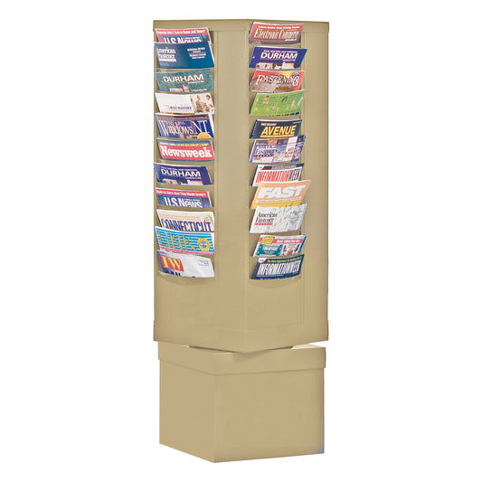 Durham Mfg Rotary Literature Rack, 44 Pockets, Tan