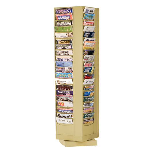 Durham Mfg Rotary Literature Rack, 80 Pockets, Tan