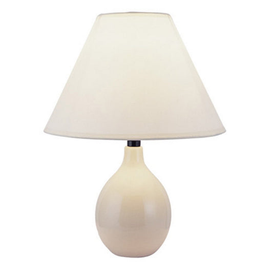 13" Tall Ceramic Table Lamp, White Fabric Shade