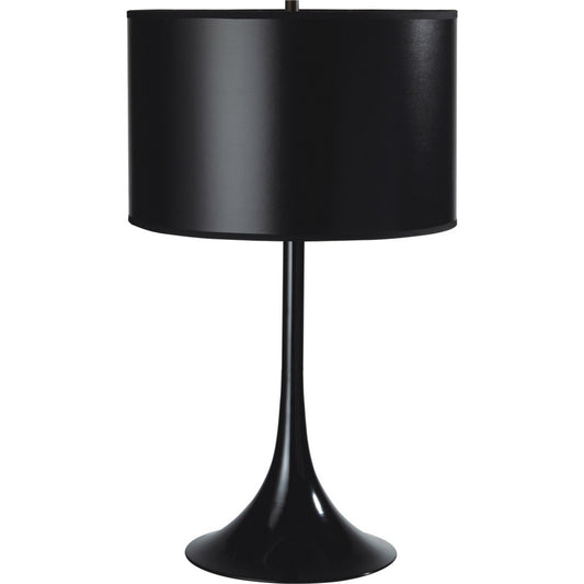 25" Tall Metal Table Lamp with Black Finish, Black Round Shade