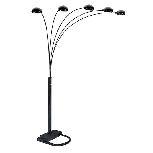 84" Tall Metal Floor Lamp with Black finish and 5 adjustable Arch Arms