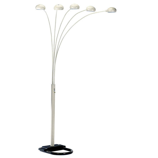 84" Tall Metal Floor Lamp with White finish and 5 adjustable Arch Arms