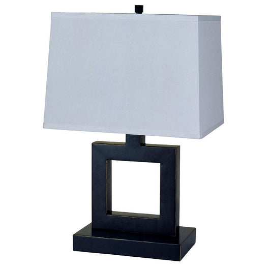 22" Tall Metal Table Lamp w/ Dark Bronze finish, Square design, White Shade