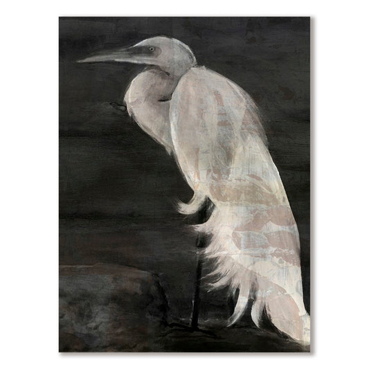 Textured Egret I, Fine Art Giclee Print on Gallery Wrap Canvas, 30" x 40"