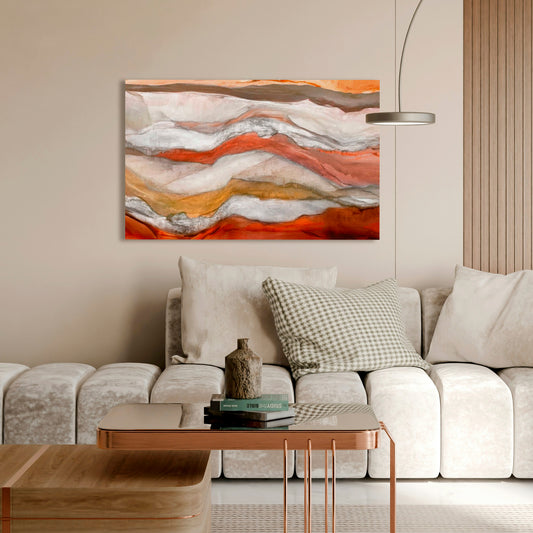 Waves Cinnamon Version, Fine Art Giclee Print on Gallery Wrap Canvas, 47" x 30"