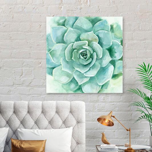 Verdant Succulent, Fine Art Giclee Print on Gallery Wrap Canvas, 30" x 30"