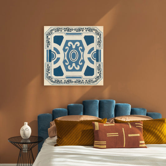 Indigo Motif V, Fine Art Giclee Print on Gallery Wrap Canvas, 30" x 30"
