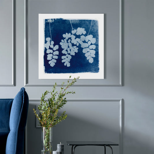 Flora Cyanotype II, Fine Art Giclee Print on Gallery Wrap Canvas, 30" x 30"