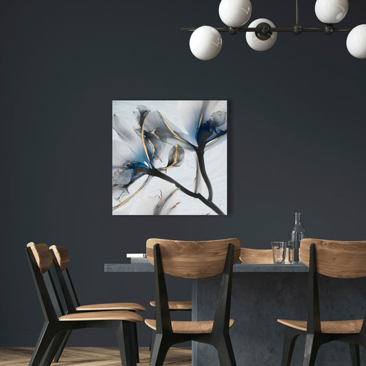 Indigo Luster Marble II, Fine Art Giclee Print on Gallery Wrap Canvas, 30" x 30"