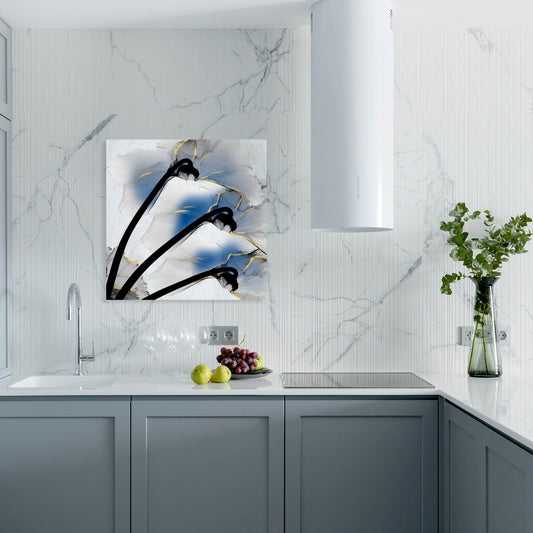 Indigo Luster Marble, Fine Art Giclee Print on Gallery Wrap Canvas, 30" x 30"