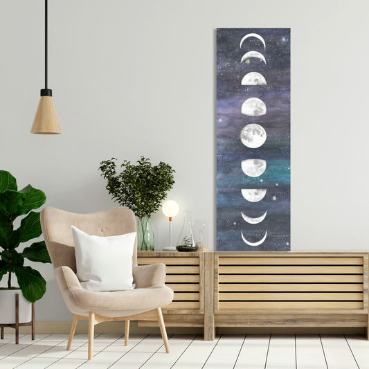 Moon Chart I, Fine Art Giclee Print on Gallery Wrap Canvas, 24" x 72"